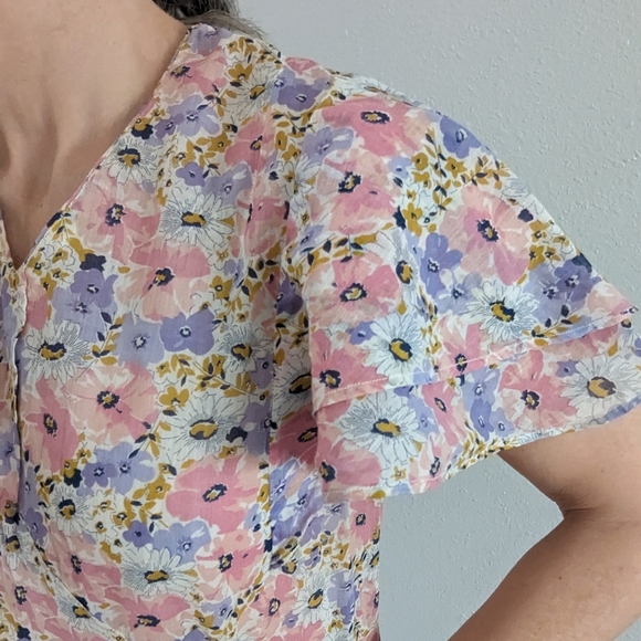 1930's FLORAL DRESS cotton voile 30's S - Picture 4 of 12